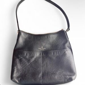 kate spade Black Leather Shoulder Bag with Gold Hardware